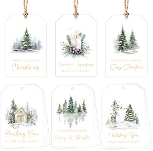 48 Pc Modern Christmas Gift Tags with String