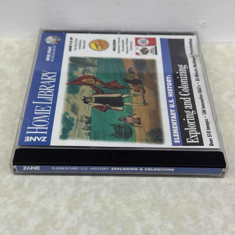 Elementary US History CD Rom 2002 Zane Home Library Win/Mac Exploring Colonizing