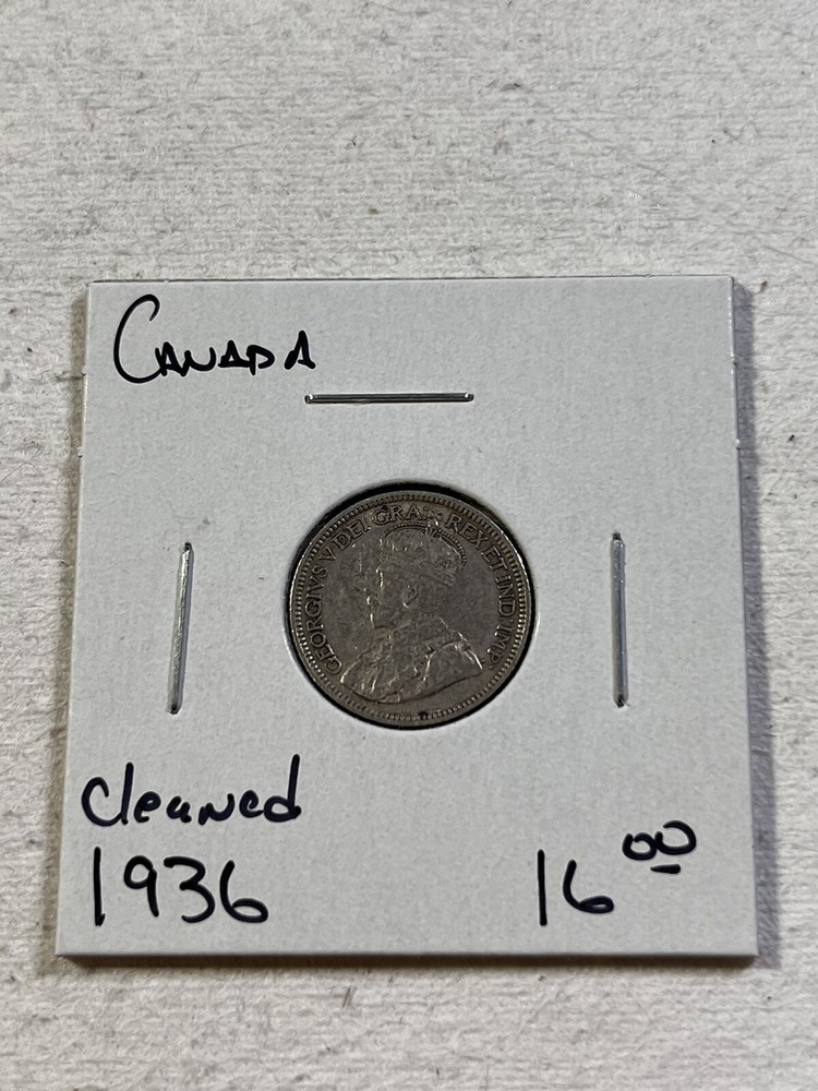 1936 Canada 10 Cents Silver Coin Cleaned