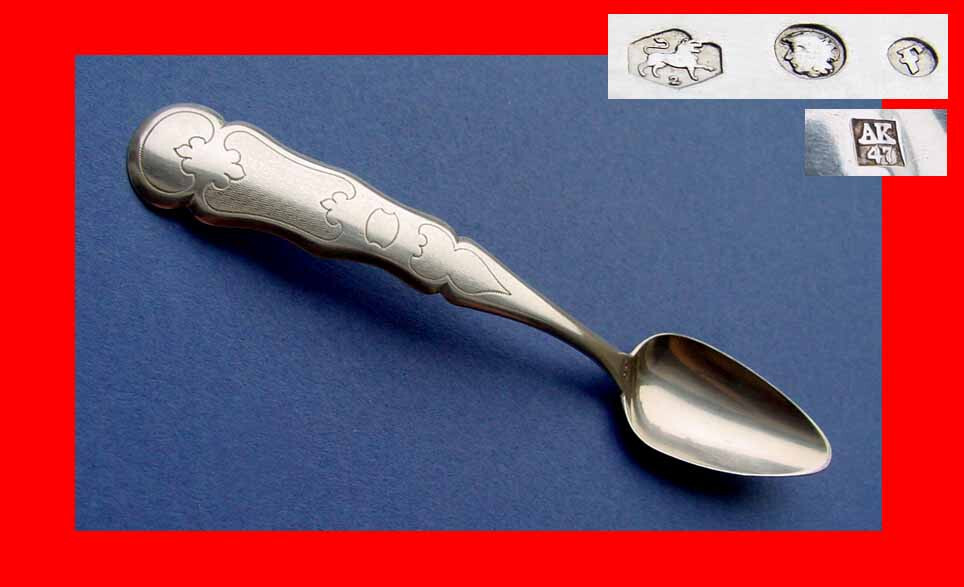 Rare Set, 6 Spoons, around 1865, 833 Silver B152