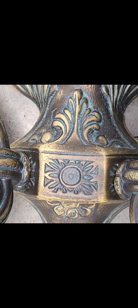 Ornate Antique solid brass double arm wall sconse