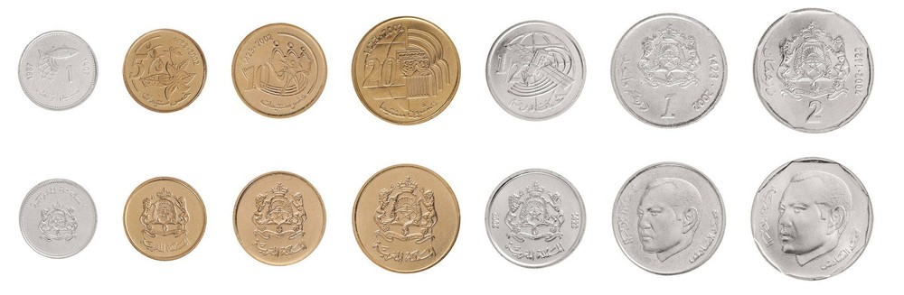 Morocco 1 Centime - 2 Dirhams 7 Pieces Set, 1987-2002, Y #93-118, Mint