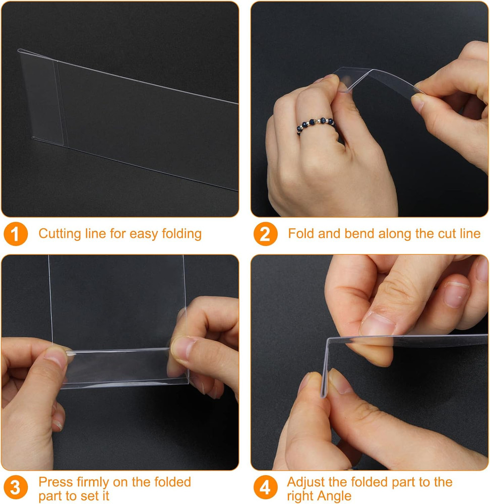 20 Pieces Moveable Shelf Label Holders with Insert, Clear Shelves Tag Moveab...