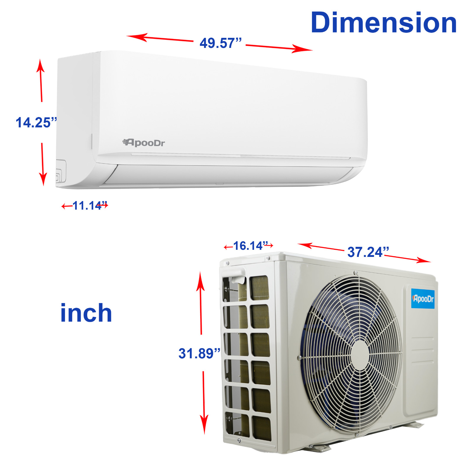 36000 BTU Mini Split 19.5 SEER2 INVERTER Air Conditioner Heat Pump AC 220V WIFI