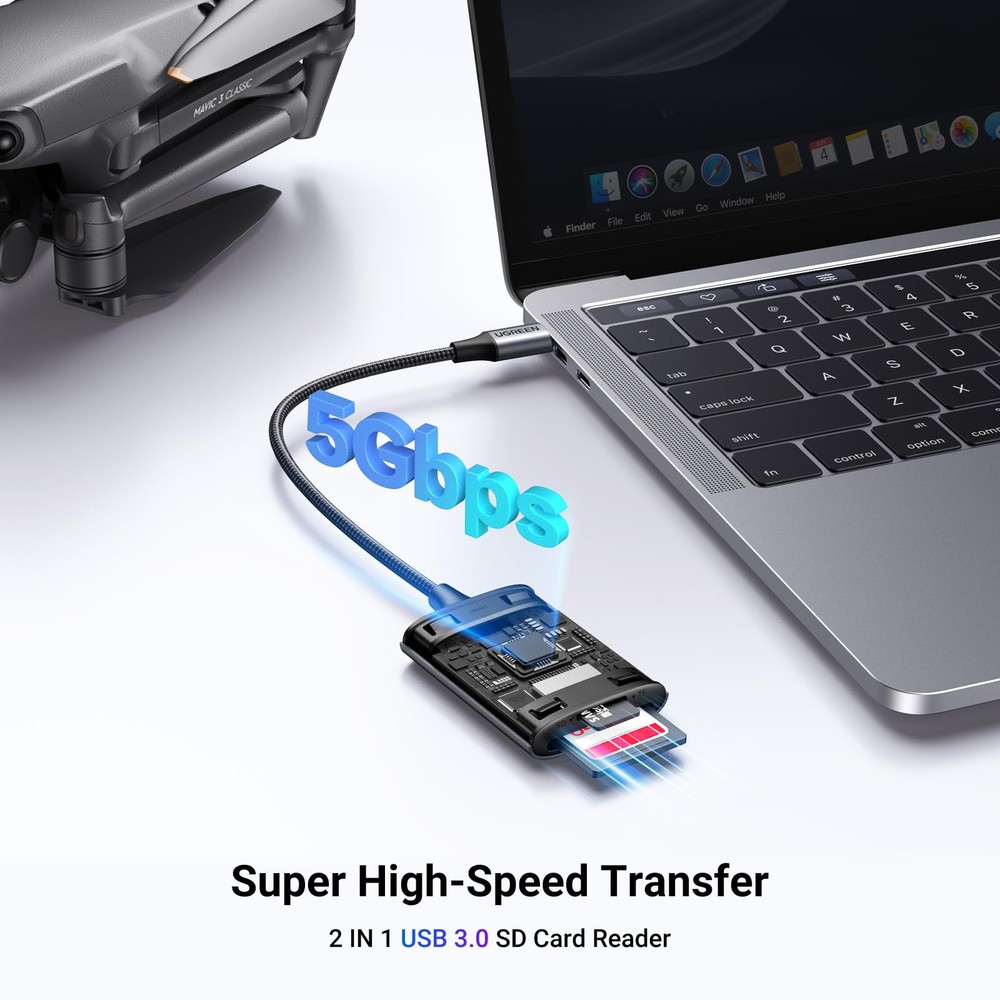 UGREEN USB C SD Card Reader, 2-in-1 Micro Memory Reader for TF Gray