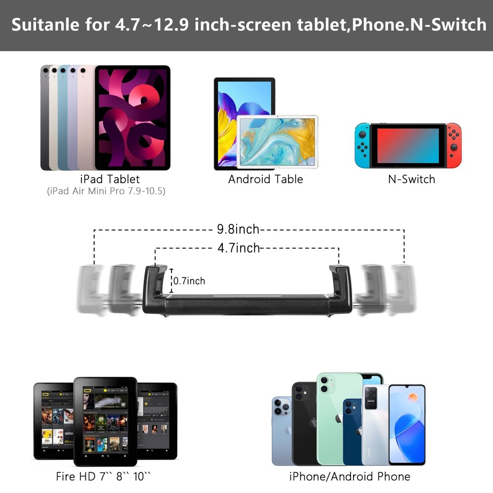 Tablet Floor Stand with Double Heavy Duty Stable Base Never Tip Over, Adjusta...