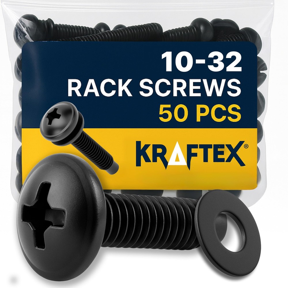 10-32 Rack Screws 50-Pack - Versatile Server (50 Pack), Silver/Metallic