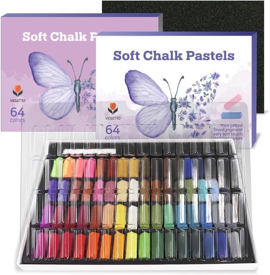 64 Count Multicolor Non Toxic Pastels For Blending And Drawing Techniques