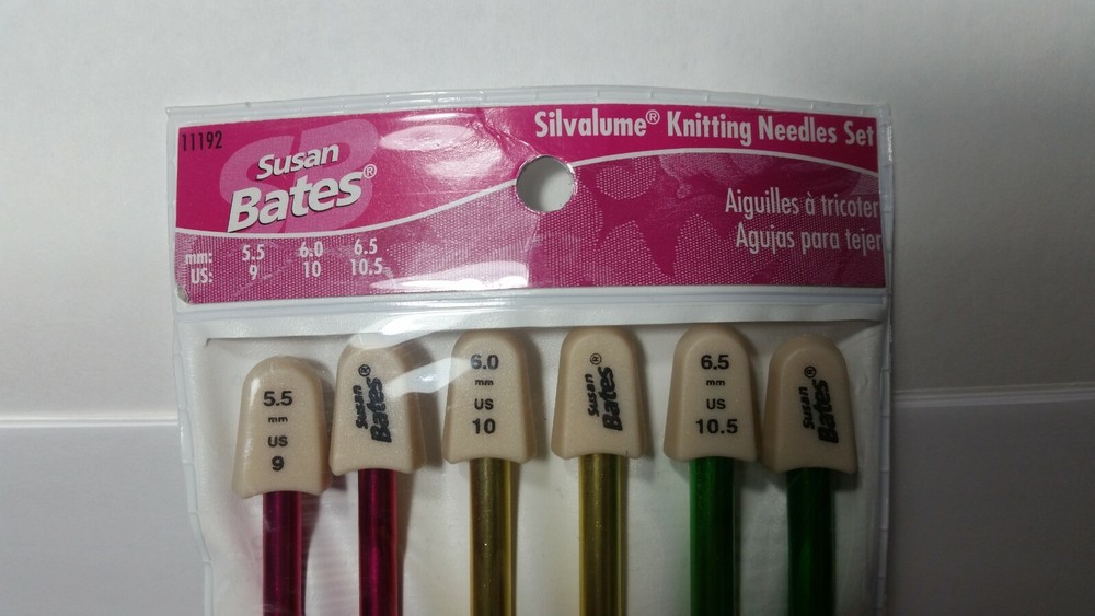 Silvalume Single Point Knitting Needles Set Sizes 9, 10, 10.5