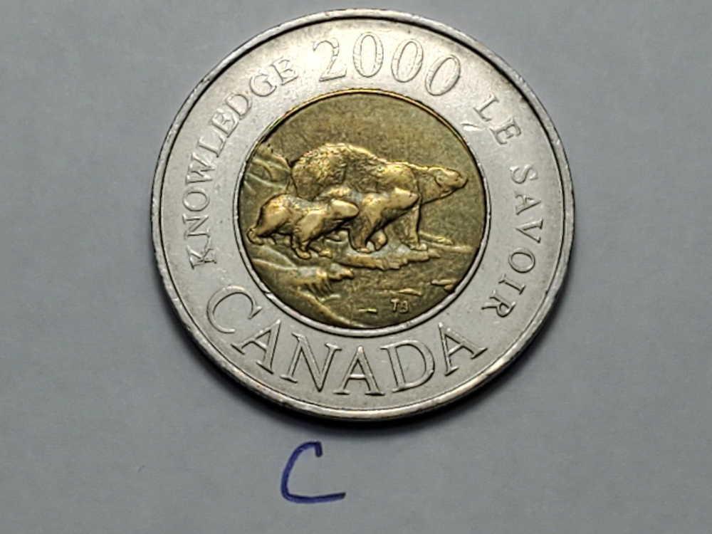 2000 CANADA KNOWLEDGE 2 Dollar Toonie Coin c2