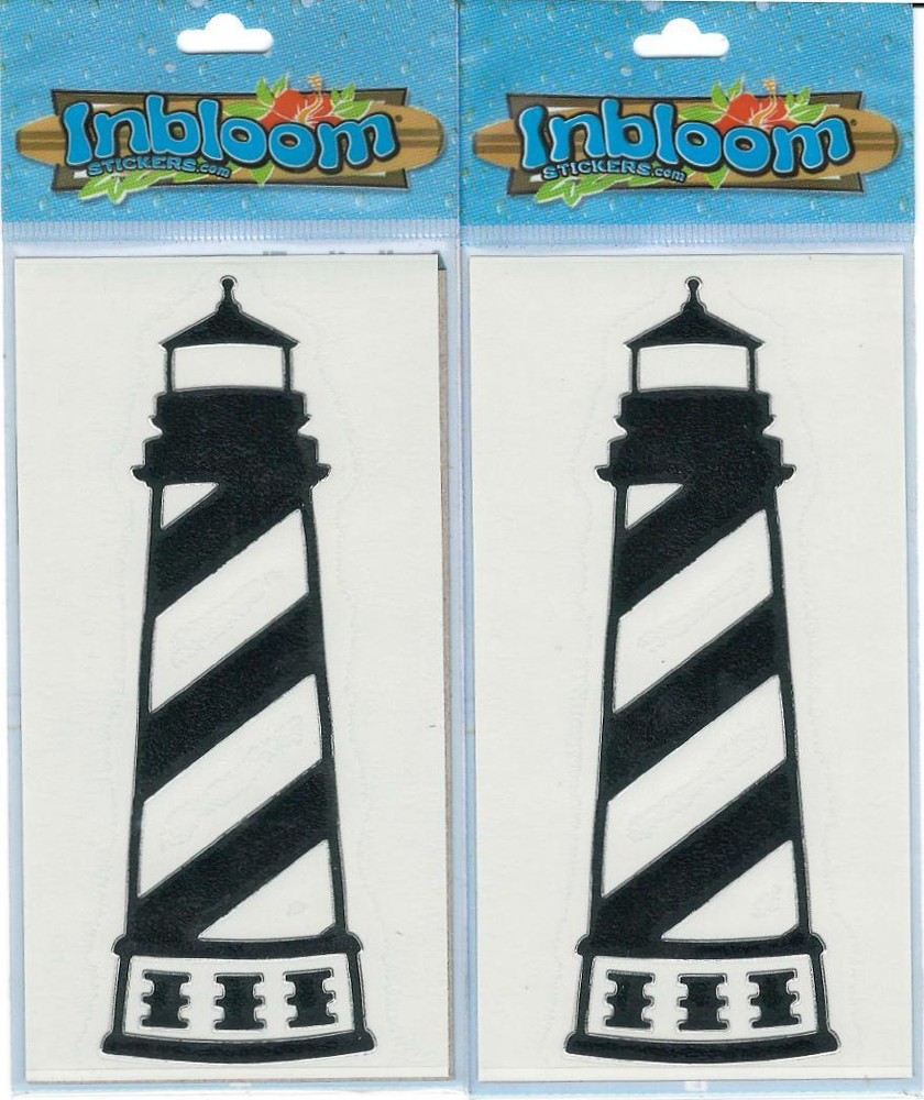 Lighthouse Vinyl Decal with Chrome Border 2 pack