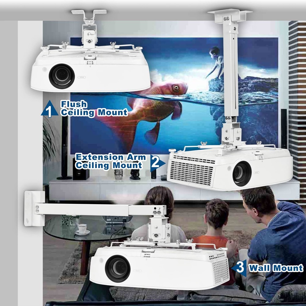 DAWASAPAT Adjustable Projector Ceiling/Wall Mount 3in1 Universal Bracket for...