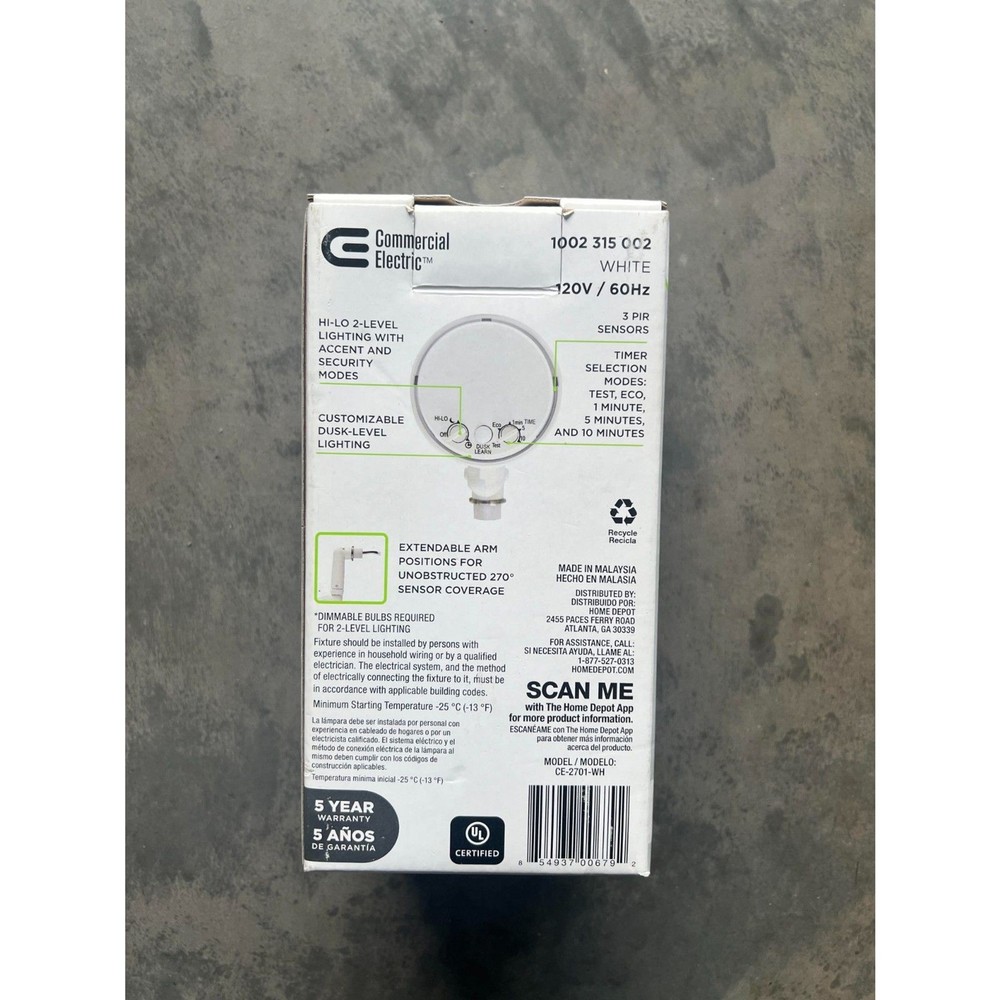 Defiant 270 Degree Replacement Motion Sensor Light Control - White 1002315002