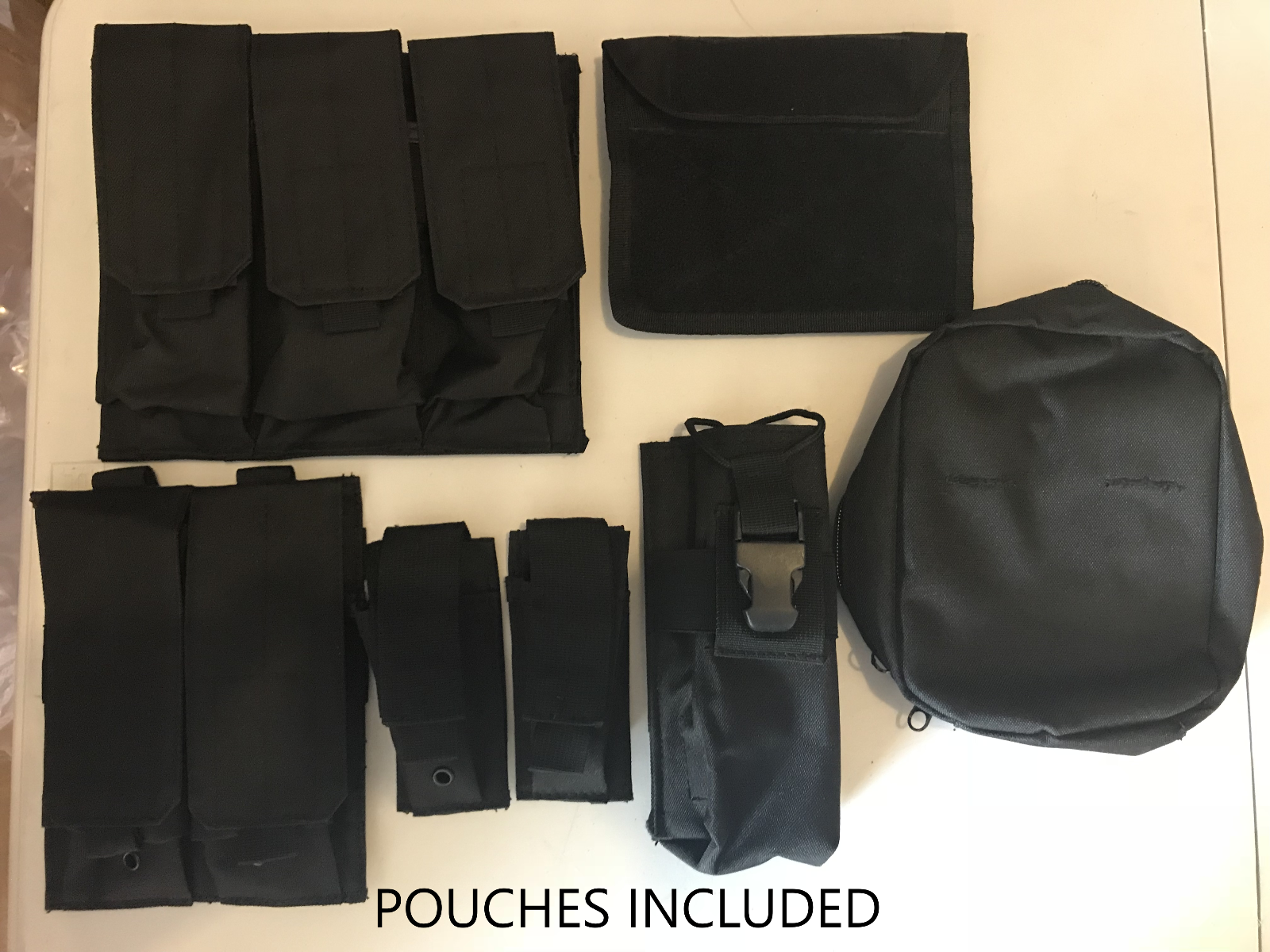 Black Tactical Vest Plate carrier w/ 2 Curved 10x12 Plates & Side Plates