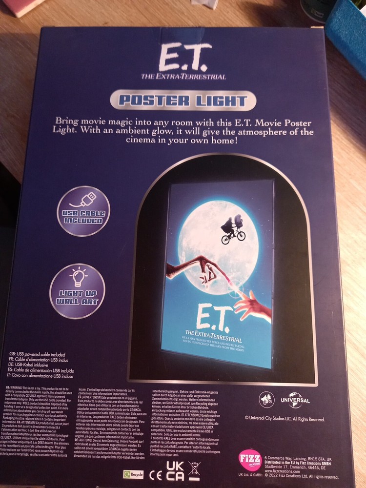 Fizz Creations Official Licensed Universal Classics E.T Poster Light *NEW SEALED