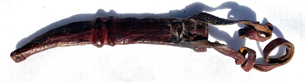 Vintage Middle Eastern Curved Dagger with Leather Sheath