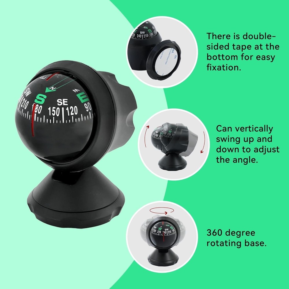Universal Adhesive Car Compass Ball - Compact & Precise Direction Guidance