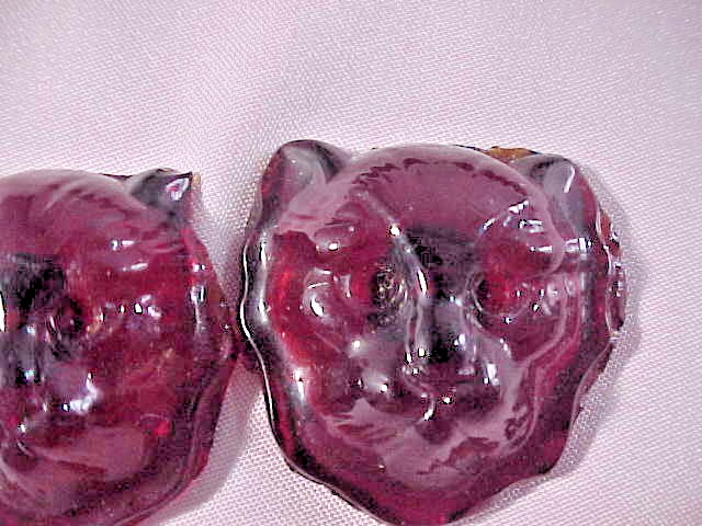 10 Red Glass Figural Cat Kitten Head Knobs, Pulls, Or Buttons
