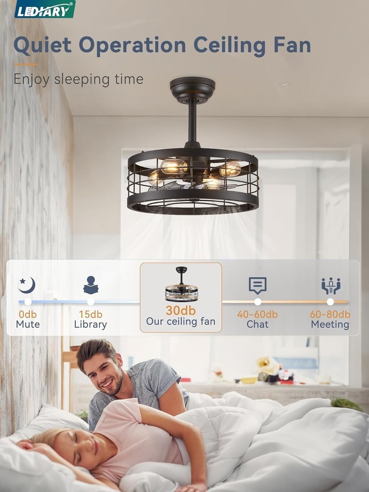 Stylish 16.5 Inch Black Ceiling Fan with Adjustable Height & Remote Control