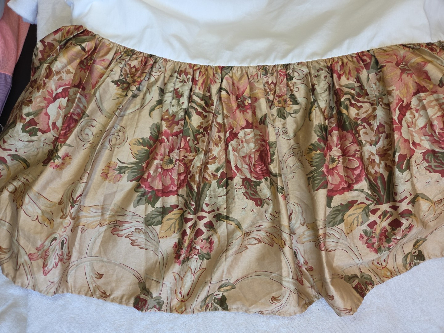 Ralph Lauren Guinevere Bedskirt Dust Ruffle 15” Drop Floral Cotton Sateen Full