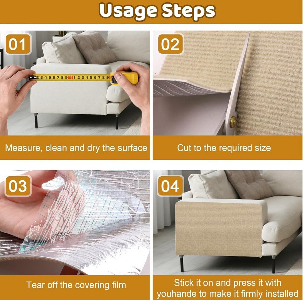 Trimmable Cat Scratch Mat | 15.7"x78.7" Self-Adhesive Cat Scratching Protector