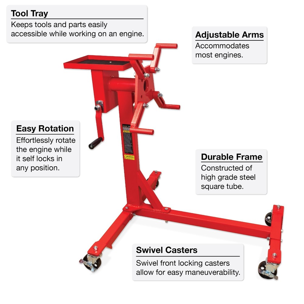 Jackco 1000 lb. Capacity Rotating Engine Stand with Tool Tray