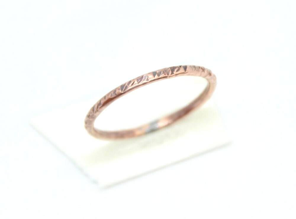Copper Ring Stackable Hammered Rings Band Size 14.5 Promise Ring thin 2mm