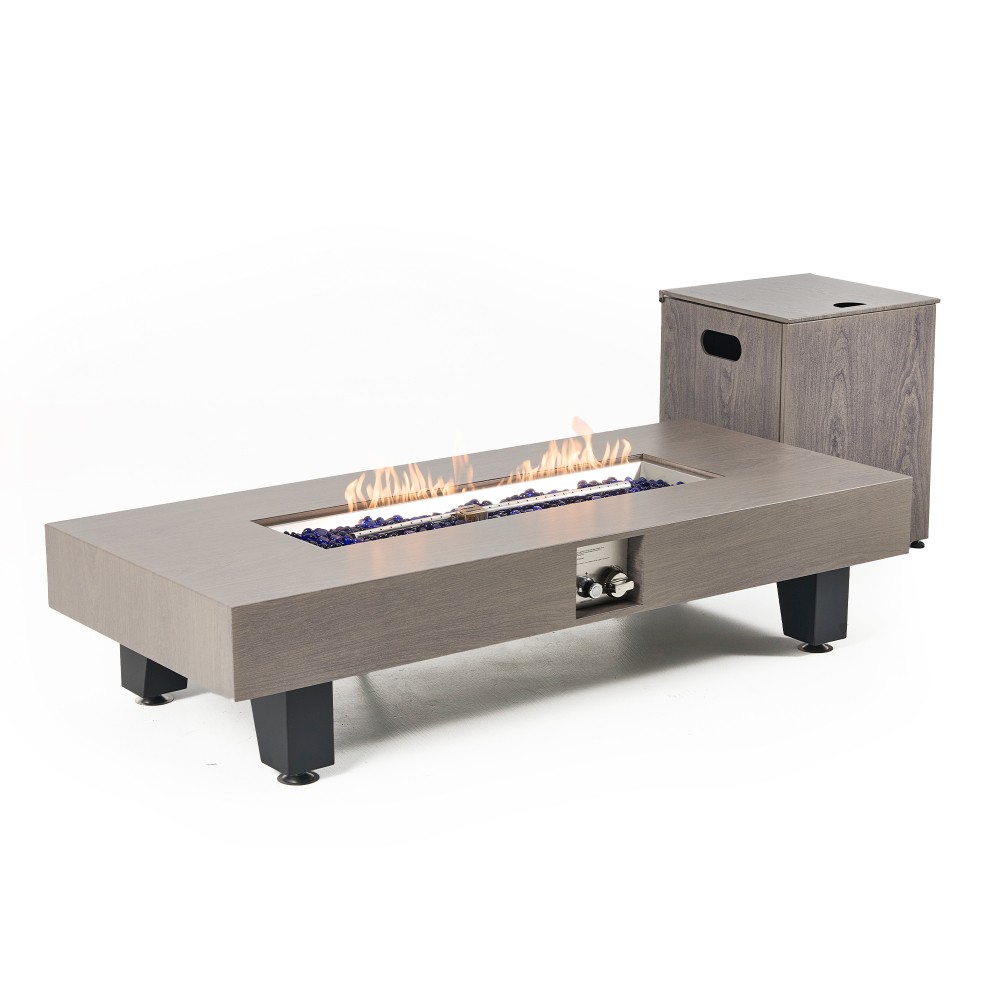54" Rectangular Propane Fire Pit Table 50K BTU Low-Profile Modern Patio Heater