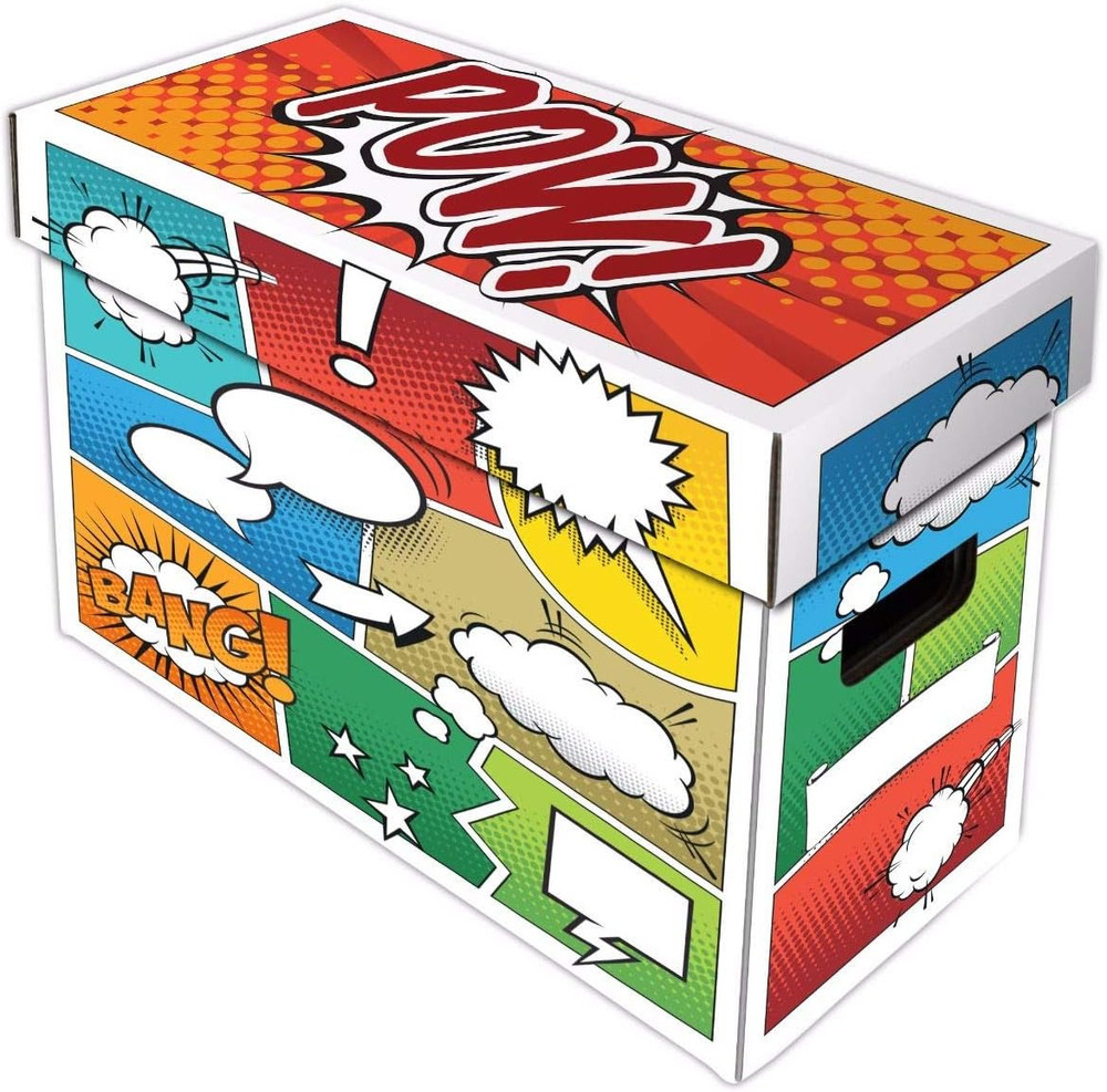 Pow! Comic Book Storage Short Box - 1 Pack Color Comic-Inspired Artwork Holds