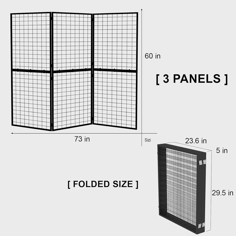 Foldable Grid Wall Panel 3PCS - Portable Heavy Duty Gridwall Display Rack with D