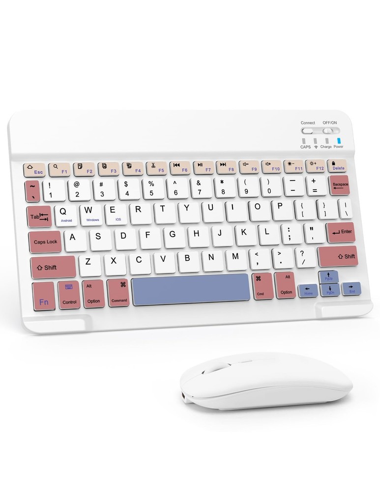 Wireless Keyboard and Combo, Rechargeable Bluetooth Keyboard & Wireless with ...