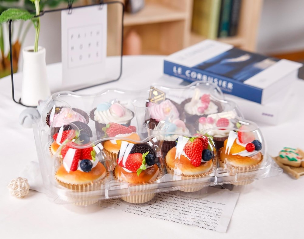 12-Pack Stackable Cupcake Boxes with Tall Dome Lids - Perfect for Events