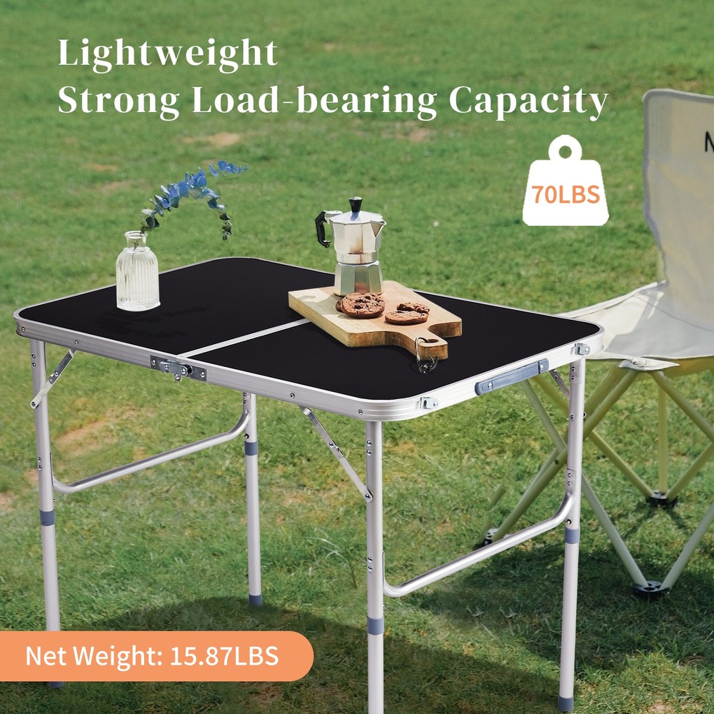 3ft Aluminum Alloy Folding Table Black