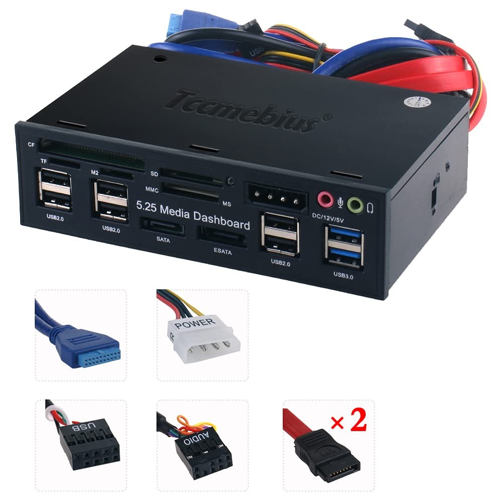 TCC-QL5E 5.25 Inch PC Multifunction Dashboard Media Front Panel, with SATA e-...