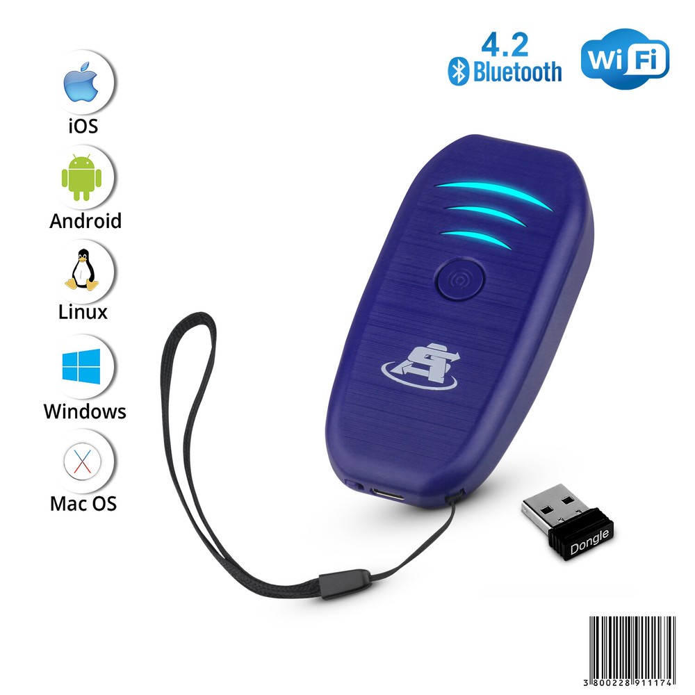 Portable Mini Wireless Bluetooth Barcode Scanner Rechargeable 1D EAN-UPC Reader