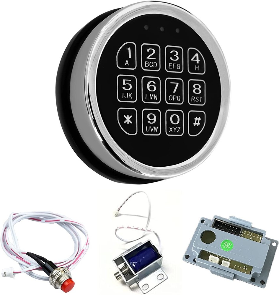 Gun Safe Lock Replacement Chrome Keypad Solenoid Safe Electronic Lock OPEN BOX