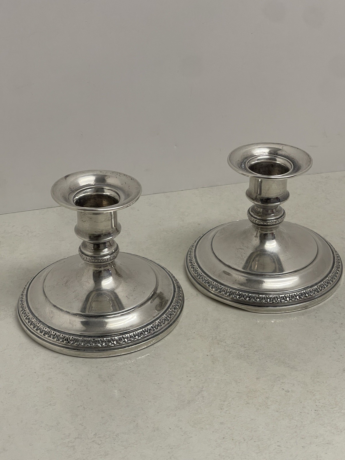 Webster Co Sterling Silver Candlestick Pair Vintage Weighted 335 Grams