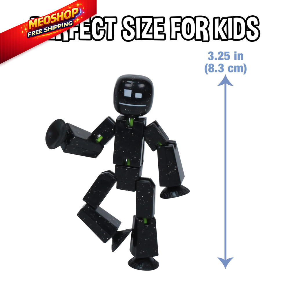 Zing StikBot Single Pack - Includes 1 3 inches tall, Solid Black Sparkle