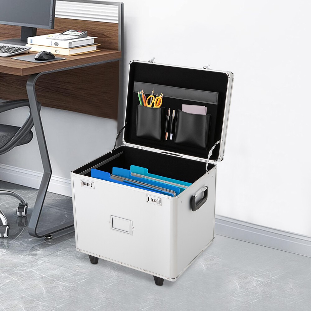 Locking Mobile Business Case, Hand Pull File Case, Office File Organizer Box