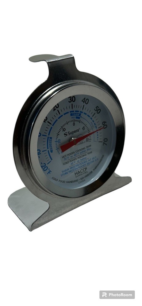 A 2 1/2" dial refrigerator/freezer thermometer analog device