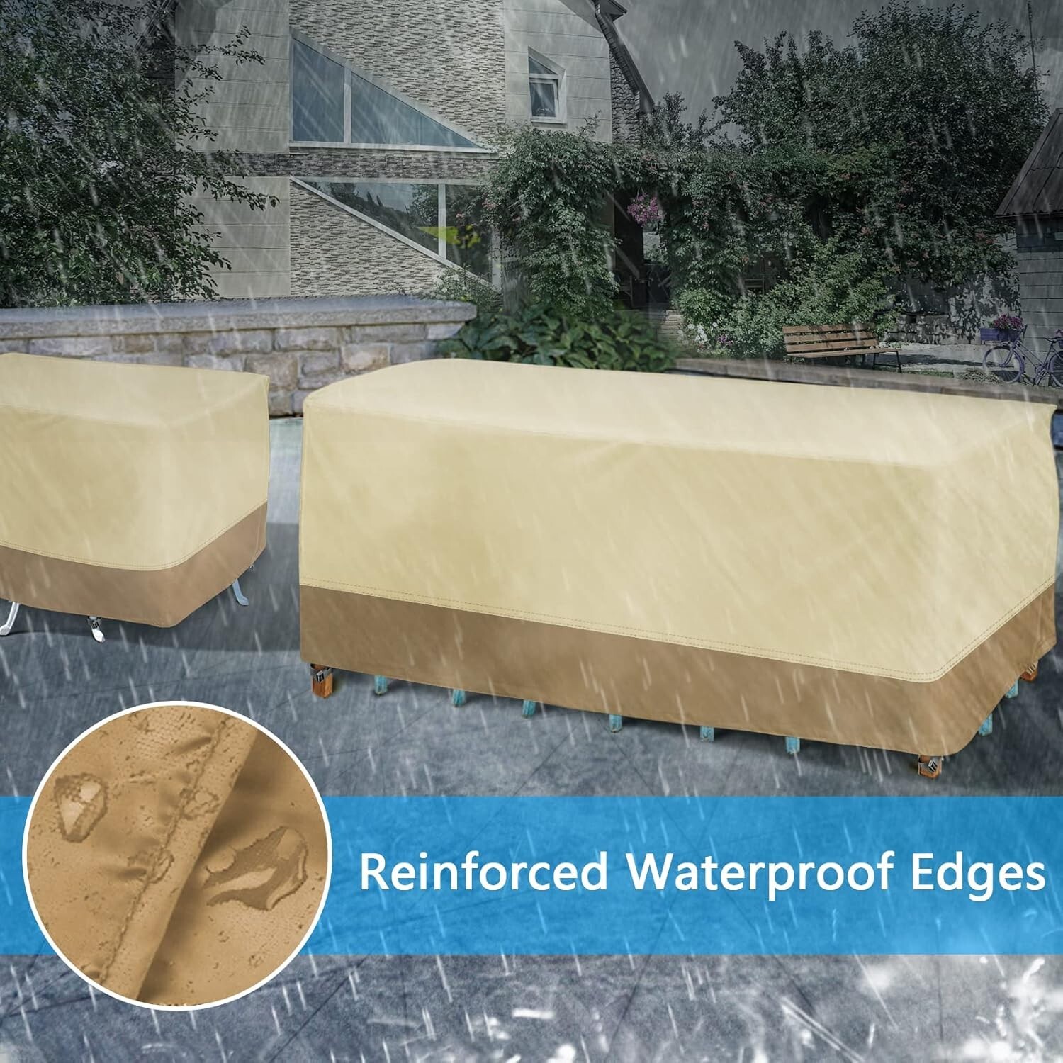 iCOVER Patio Furniture Cover，Waterproof Dustproof Patio Table Cover，SAND