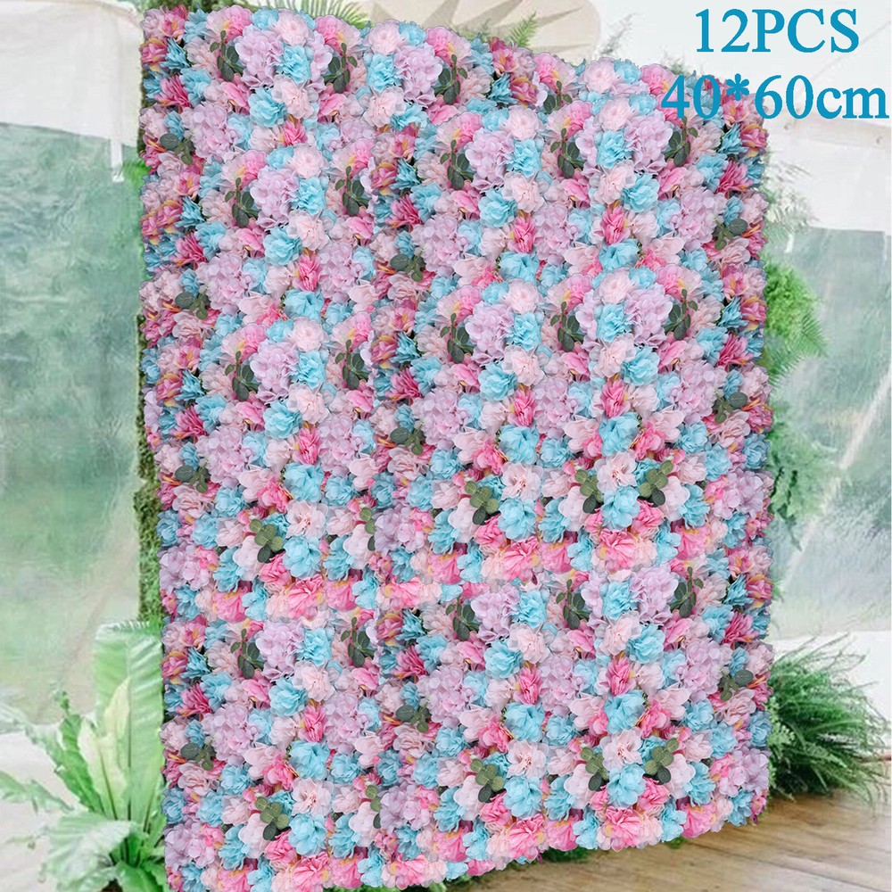 12Pcs Wedding Artificial Flower Wall Panel Hydrangea Rose Panel for Stage Decor