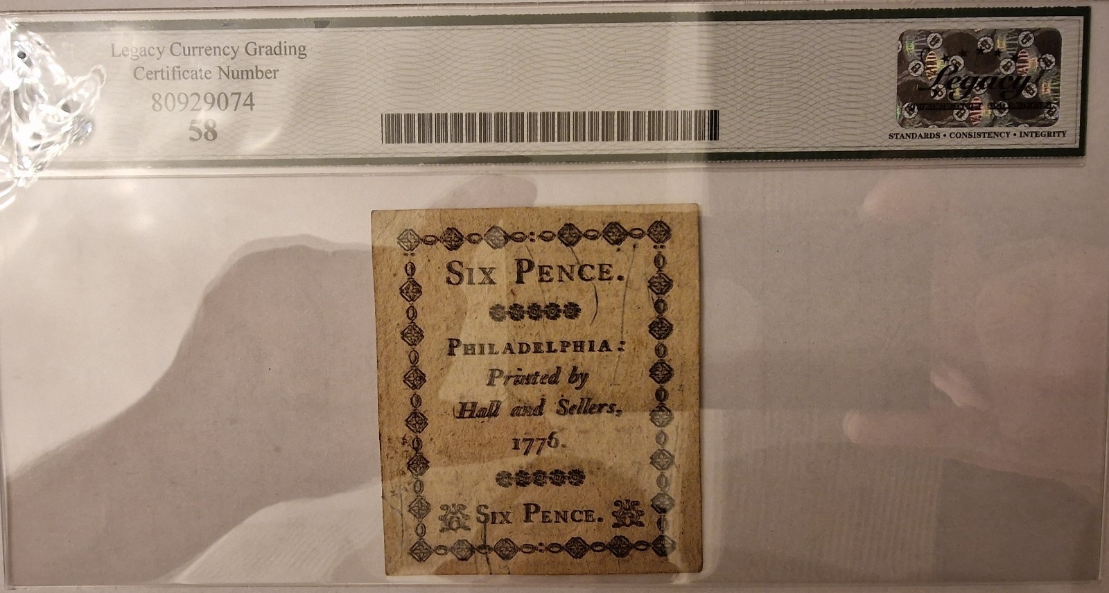 PA-199 APRIL 25, 1776 6d Pennsylvania Colonial Currency