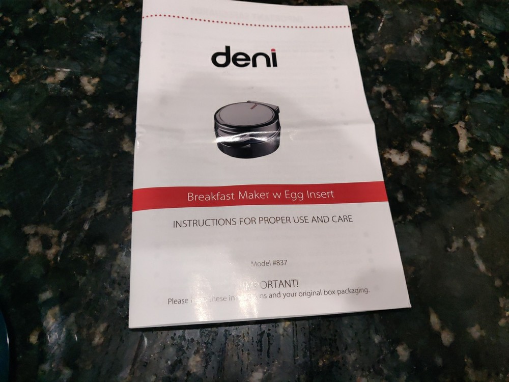 Deni Breakfast Maker with Egg Bite Silicone Insert #837 - NEW in Box