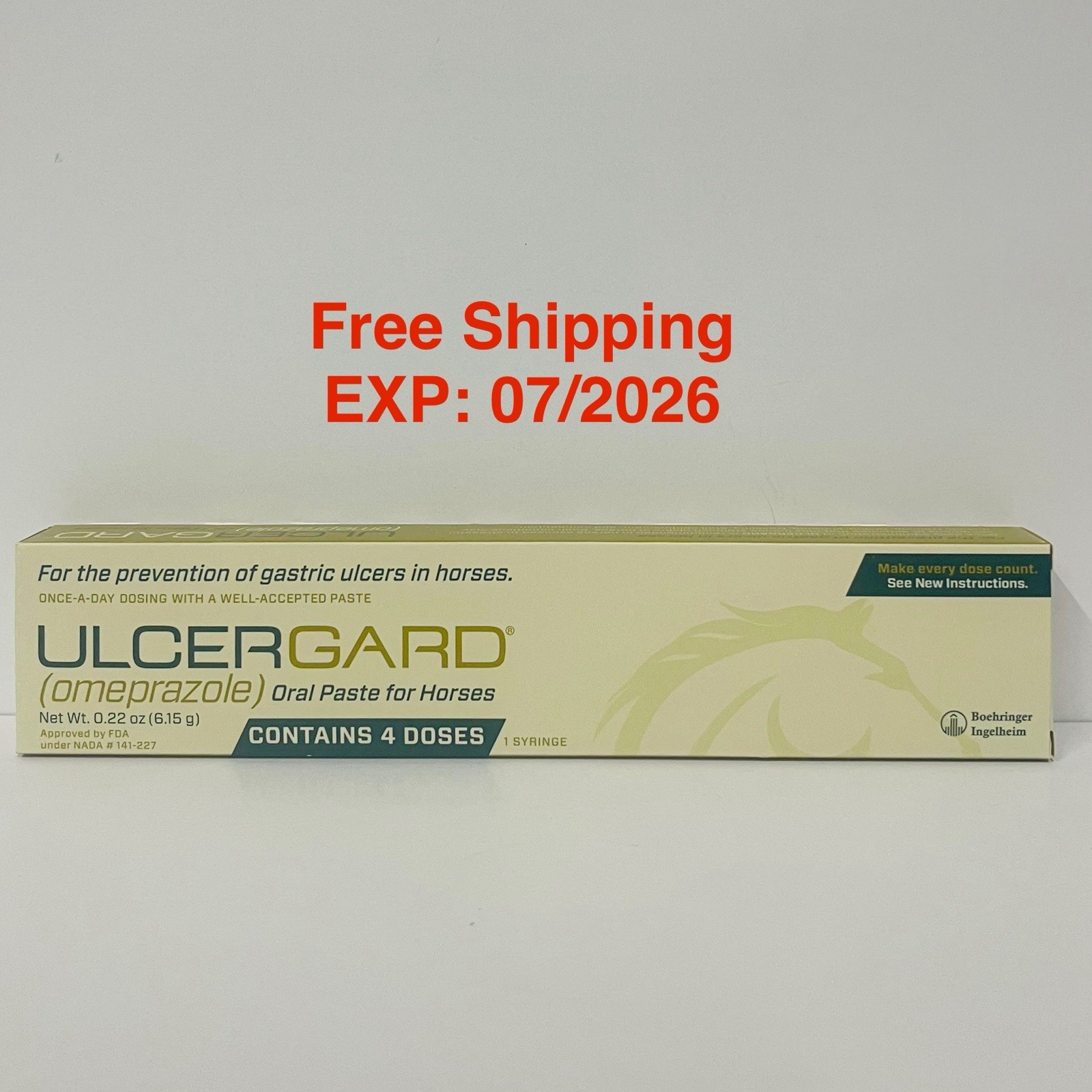 ULCERGARD Oral Paste for Horse Stomach Ulcers 22 Oz, 4 dose syringe Exp 07/2026