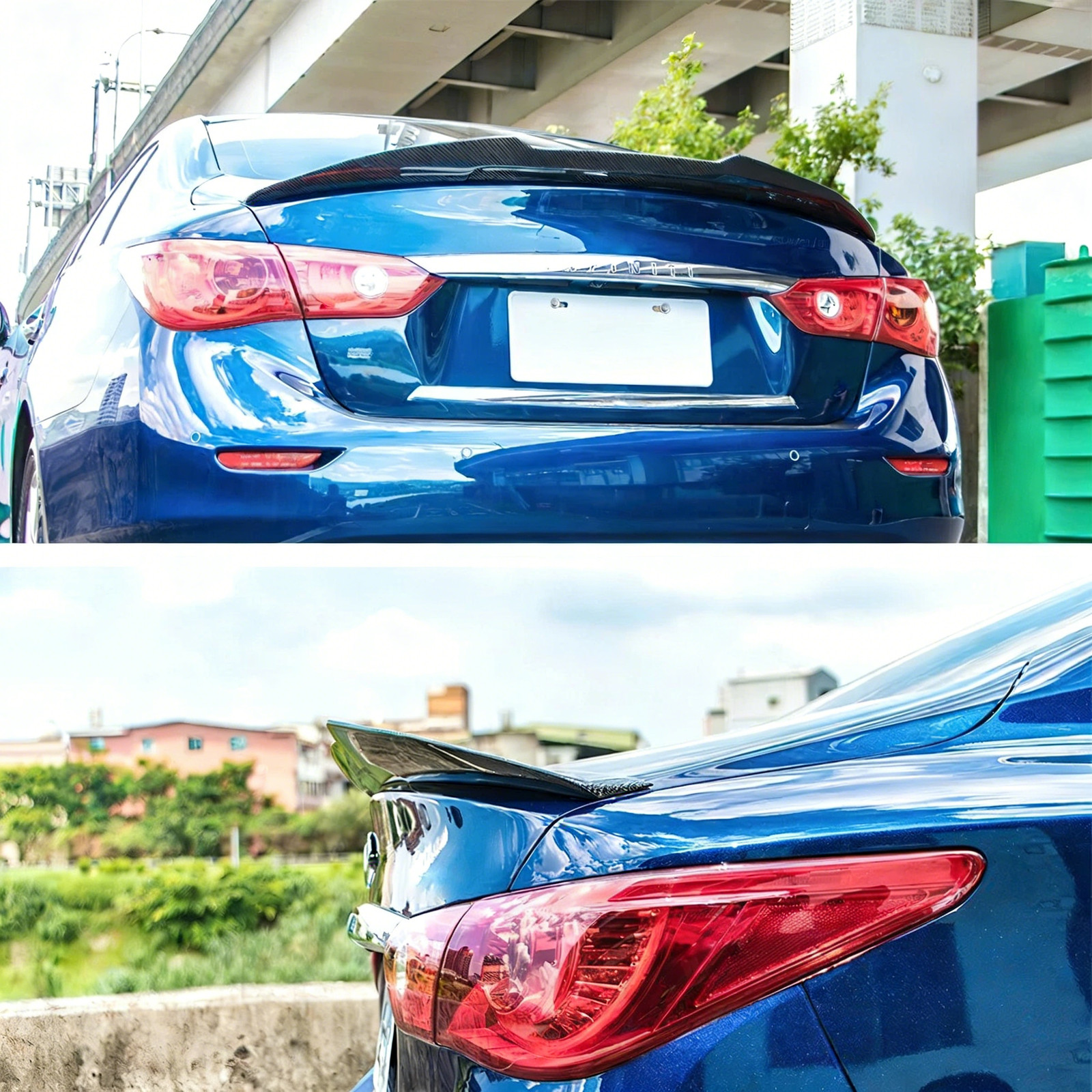 PSM Carbon Fiber Style Trunk Spoiler Wing For 2014 2015 2016-2024 Infiniti Q50