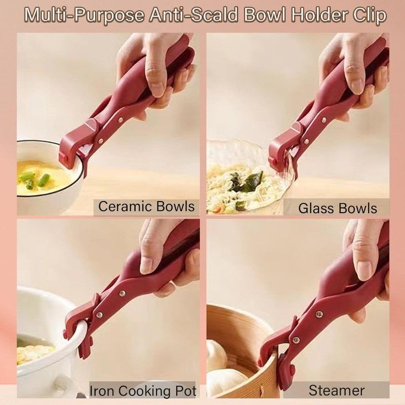 2X Multi-Purpose Anti-Scald Bowl Holder Clip for Kitchen,Silicone Non-Slip Clip