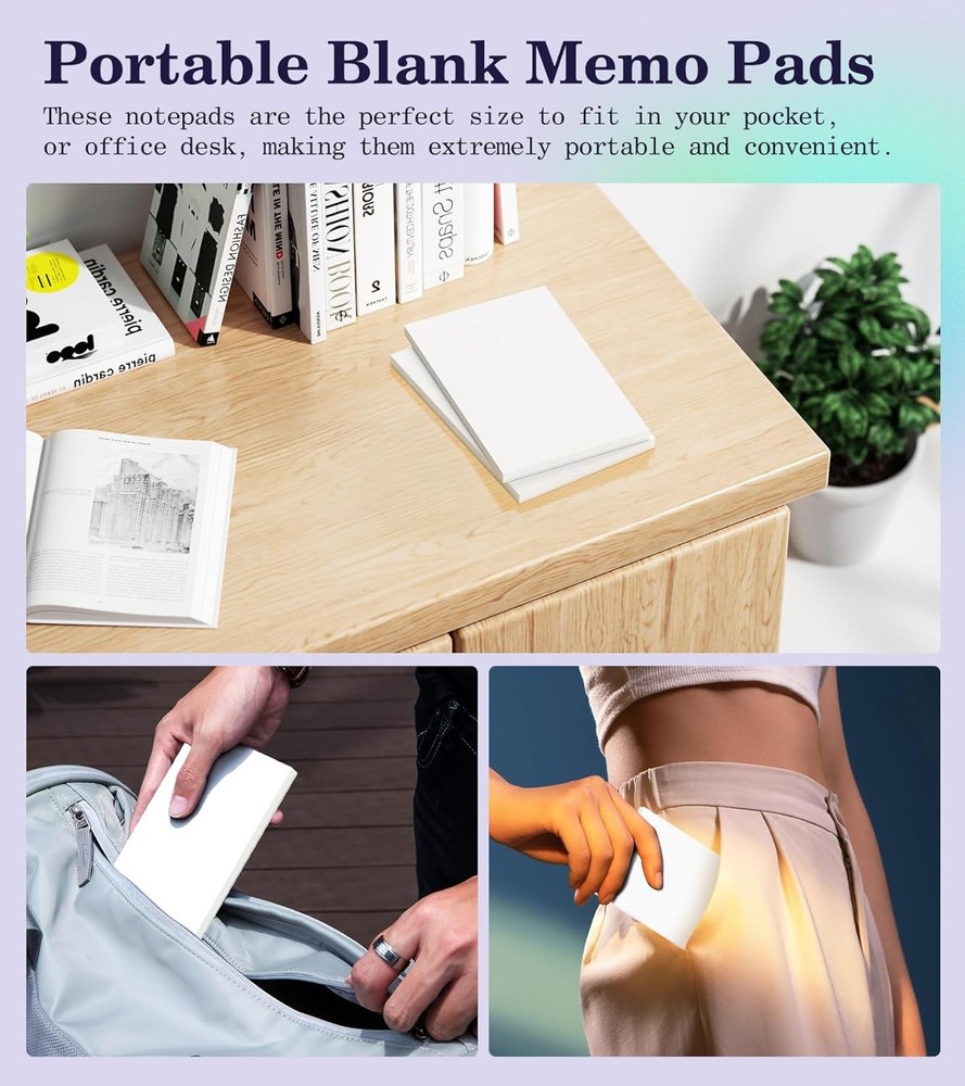 Small Note Pads 3x5 Pocket Notepad, 10 Pack Server In, White