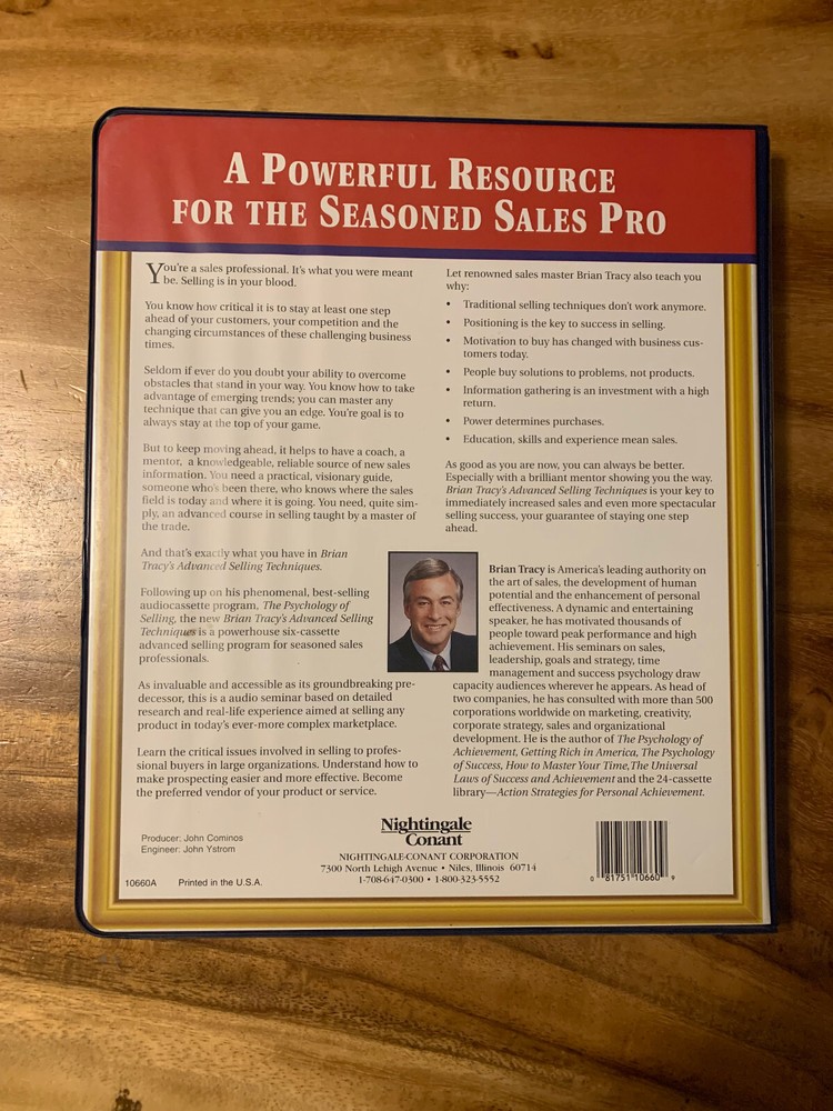 BRACY TRACY ADVANCED SELLING TECHNIQUES NIGHTINGALE 6 CASSETTE SET