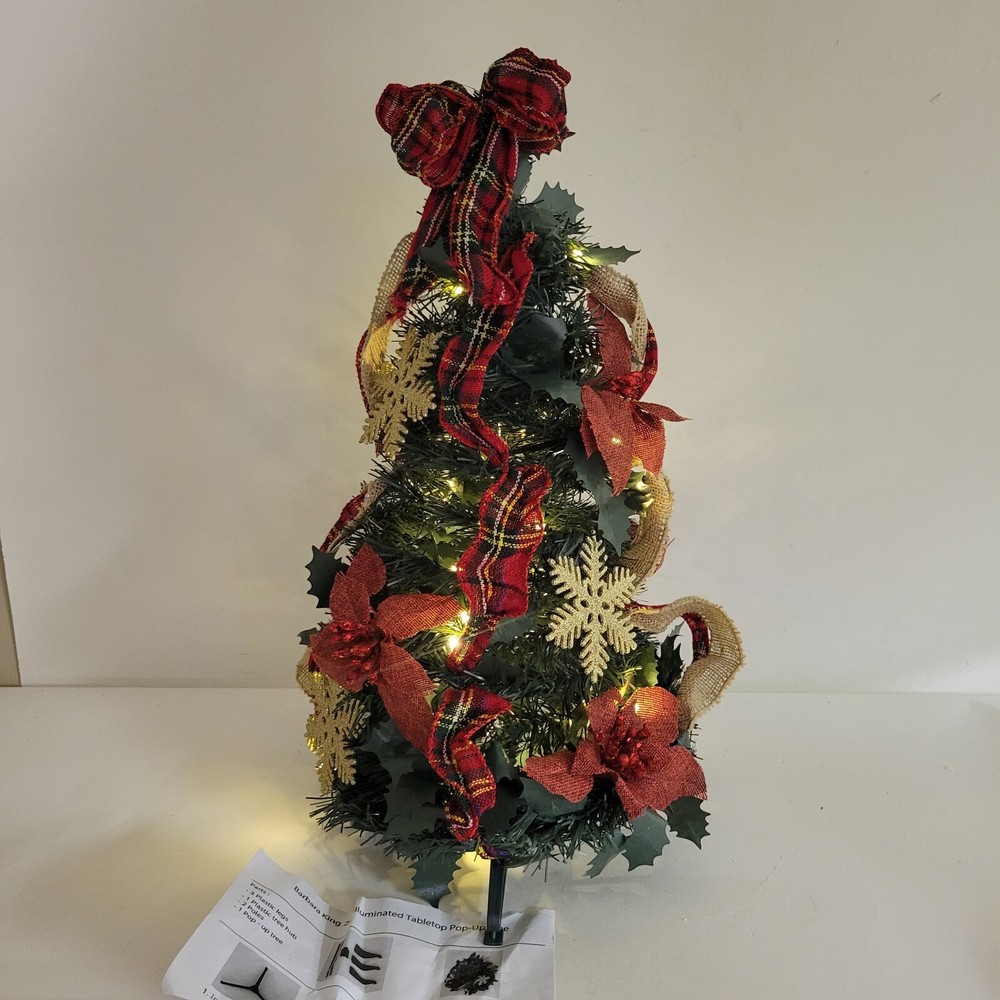 Barbara King 24" Illuminated Tabletop Pop-Up Tree Red